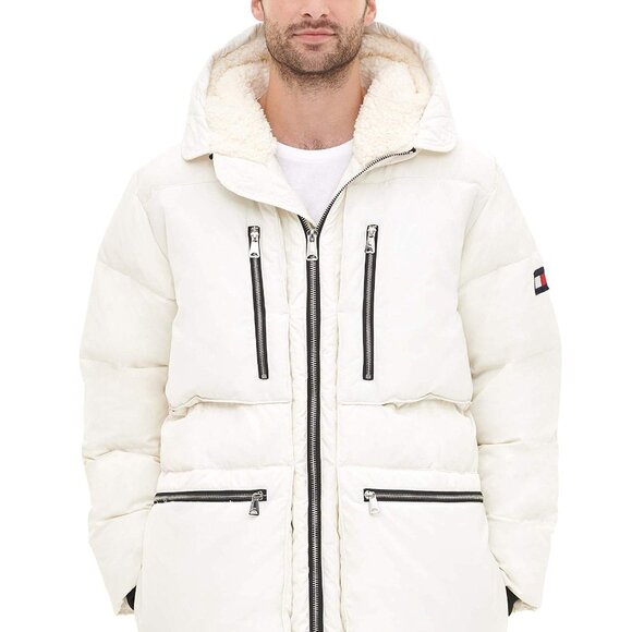 Tommy Hilfiger Men's Heavyweight Quilted Sherpa Hooded Parka, L